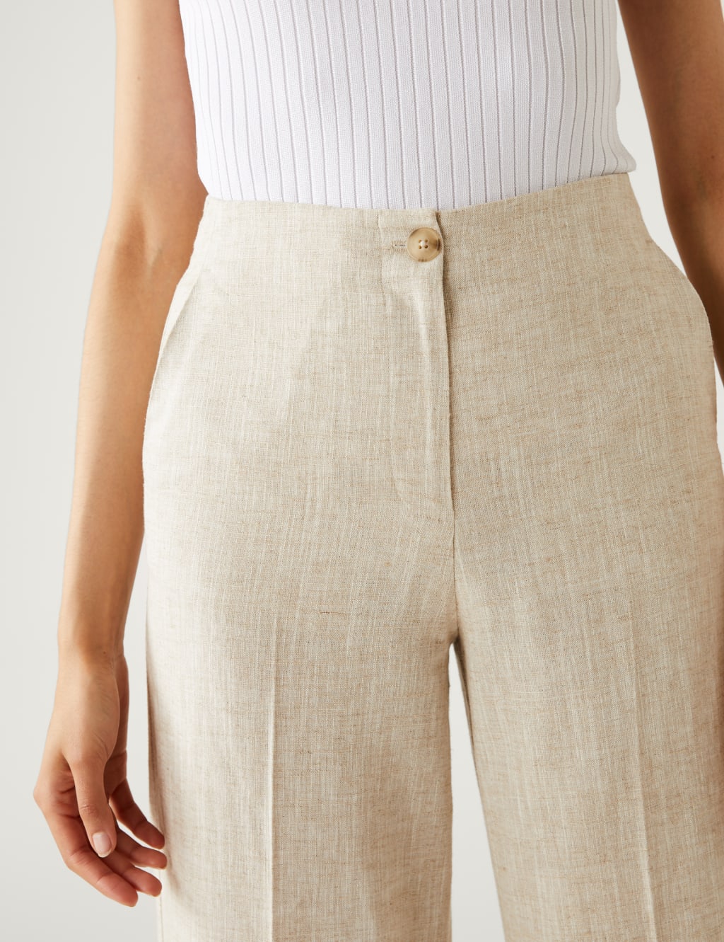 Linen Blend Wide Leg Trousers image 2