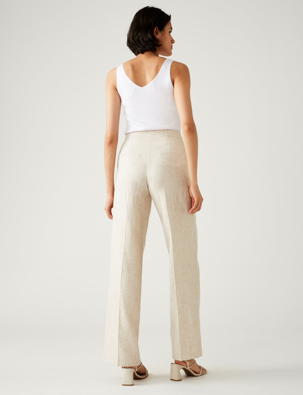 Linen Blend Wide Leg Trousers image 4