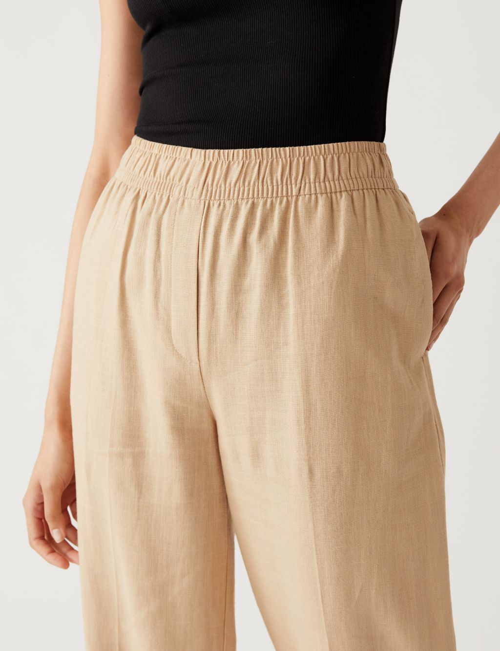 Linen Blend Relaxed Straight Trousers image 3