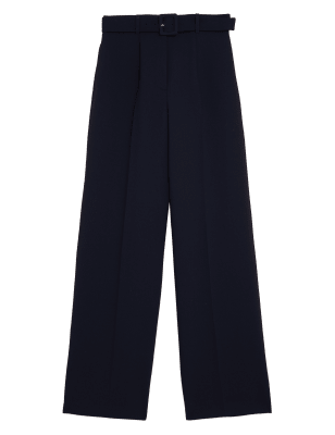 

Womens M&S Collection Hose mit weitem Bein und Gürtel - Midnight Navy, Midnight Navy