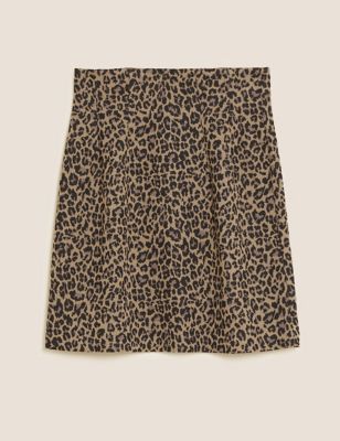 M&S Womens Jersey Animal Jacquard Mini A-Line Skirt