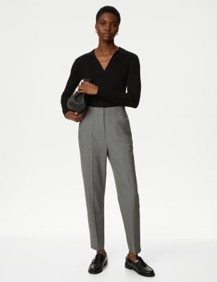 Checked Tapered Ankle Grazer Trousers