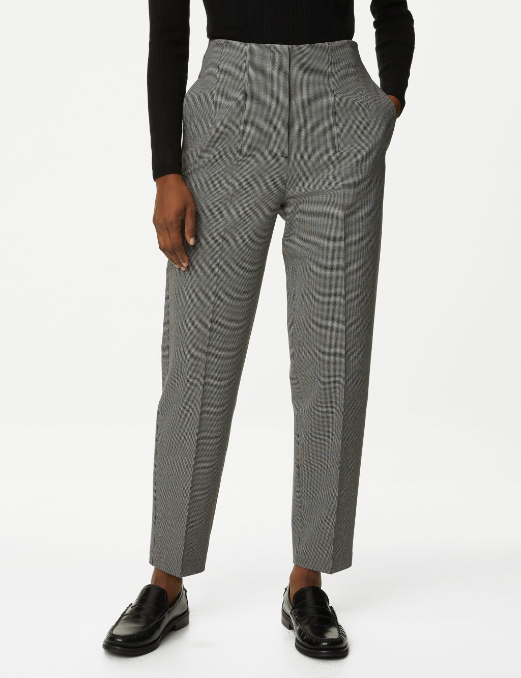Checked Tapered Ankle Grazer Trousers image 4
