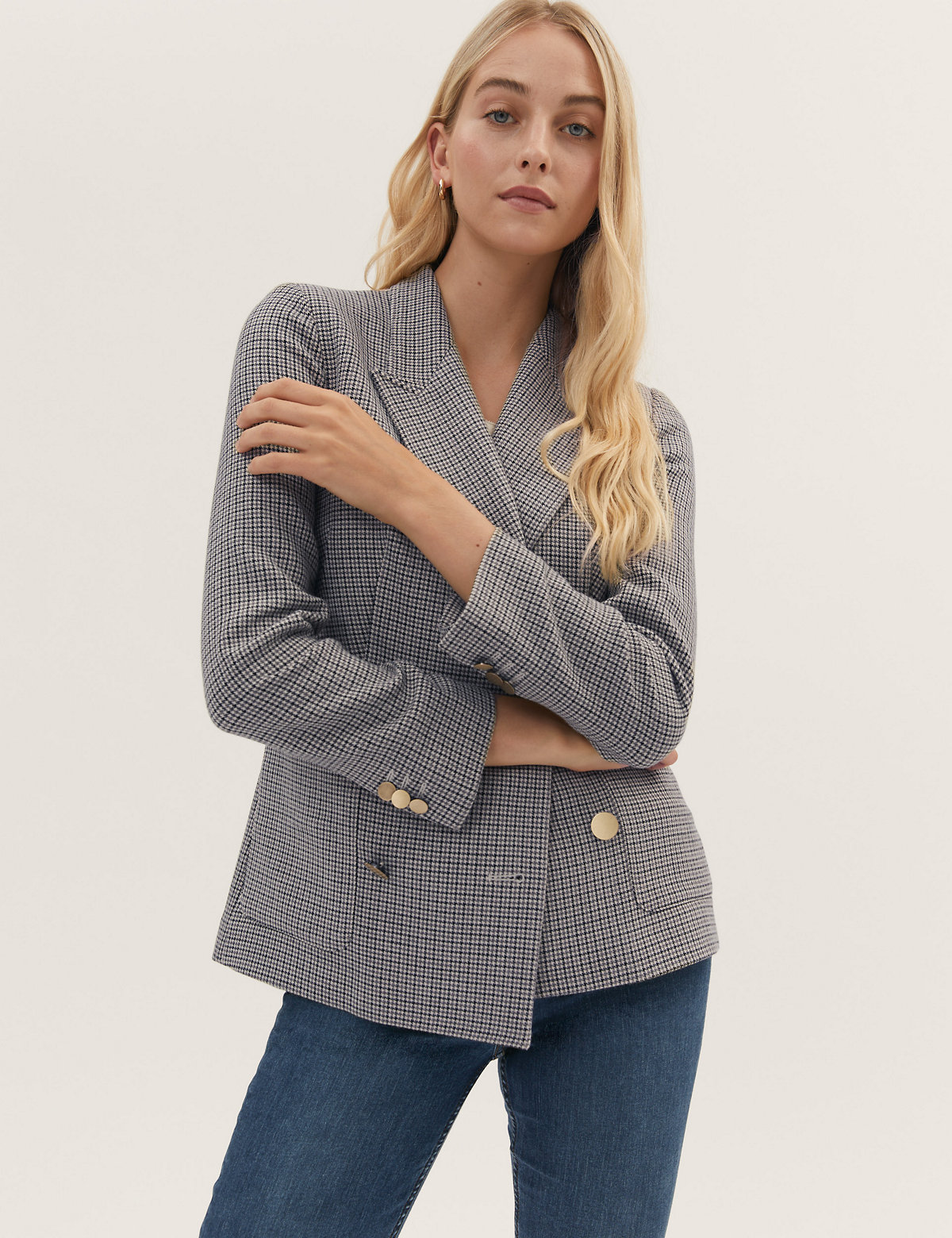 Slim Checked Double Breasted Blazer