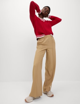 Side Stripe Wide Leg Trousers