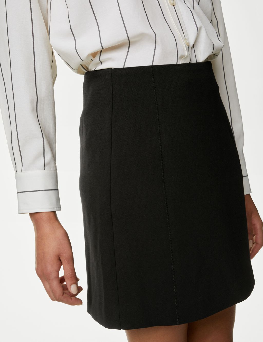 Crepe Seam Detail Mini A-Line Skirt image 4