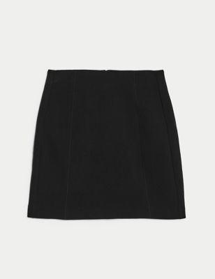 Crepe Seam Detail Mini A-Line Skirt