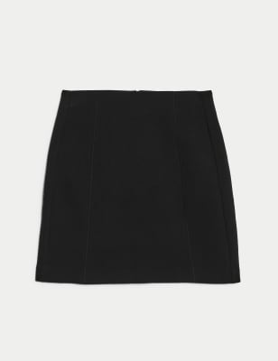 

Womens M&S Collection Crepe Seam Detail Mini A-Line Skirt - Black, Black