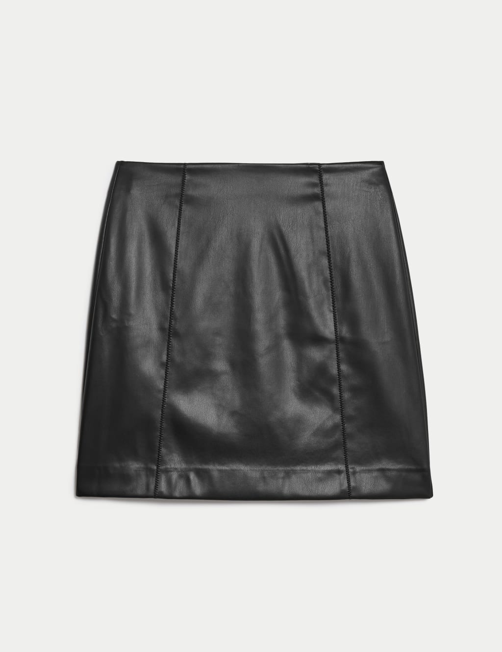 Leather Look Seam Detail Mini A-Line Skirt image 2