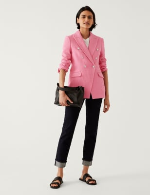 

Womens M&S Collection Tweed Tailored Textured Blazer - Medium Pink, Medium Pink