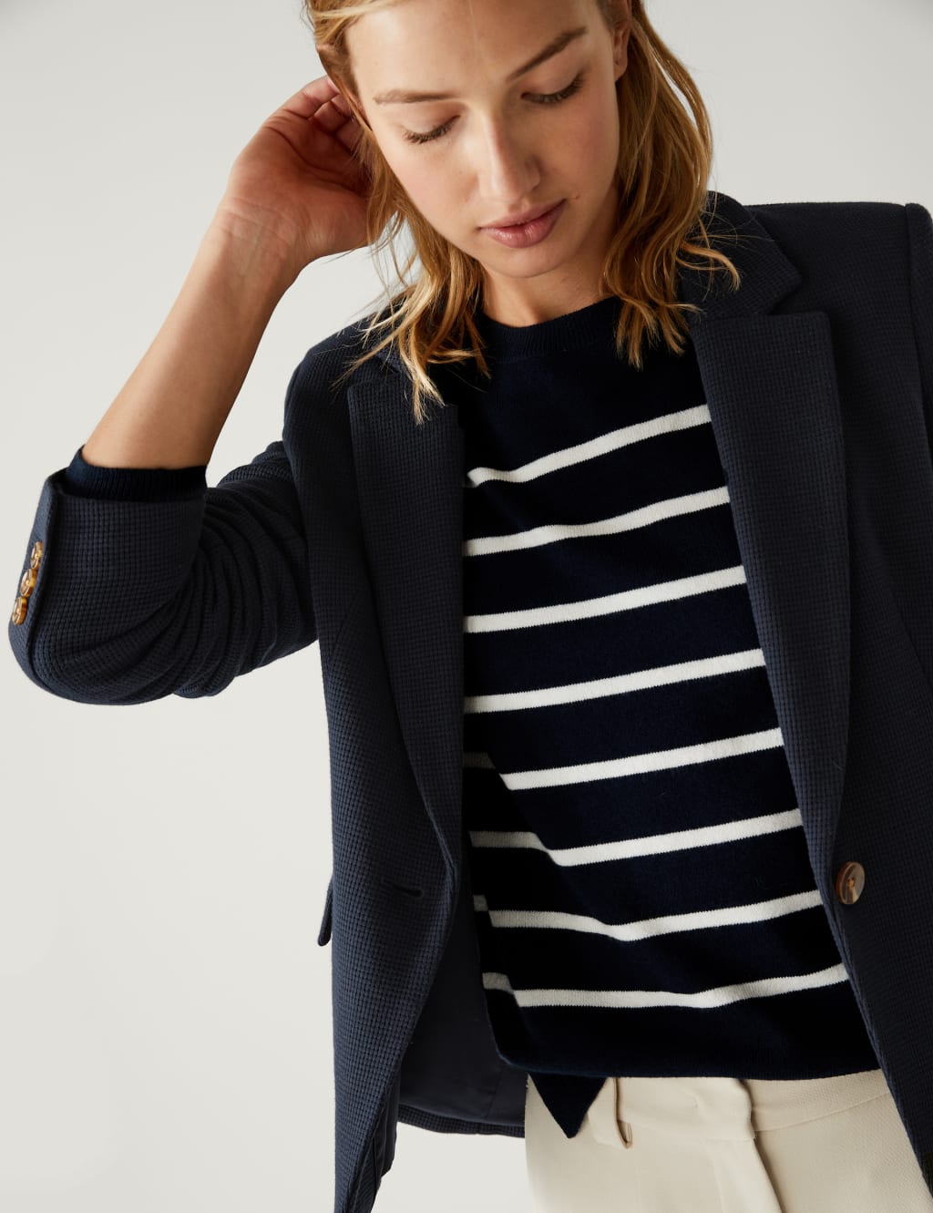 Cotton Rich Jersey Slim Textured Blazer image 3