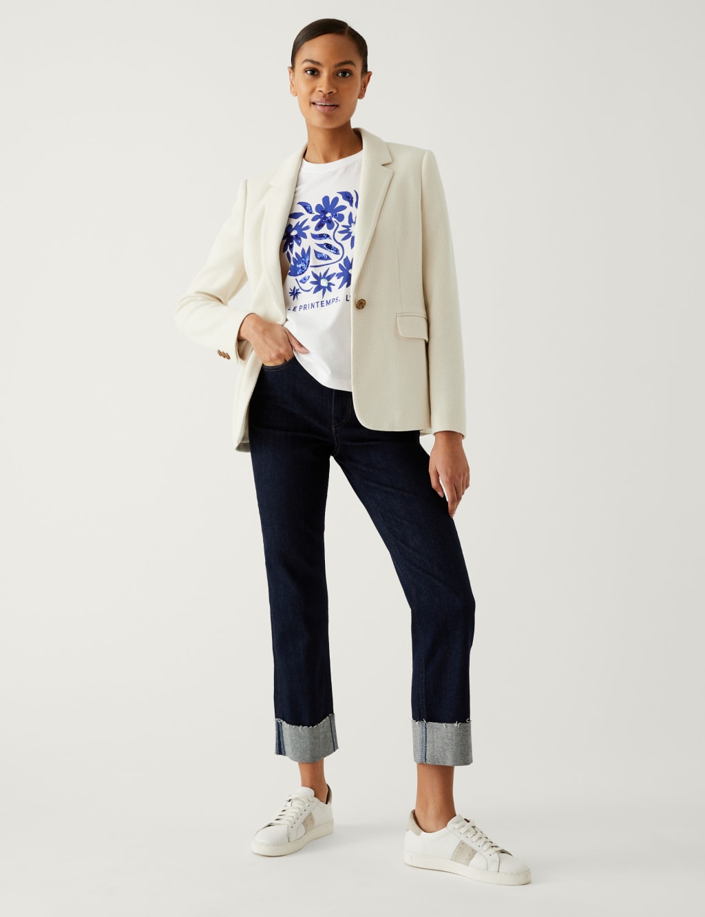 Cotton Rich Jersey Slim Textured Blazer image 2