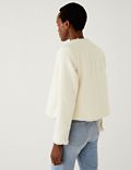 Pure Cotton Tweed Collarless Short Jacket