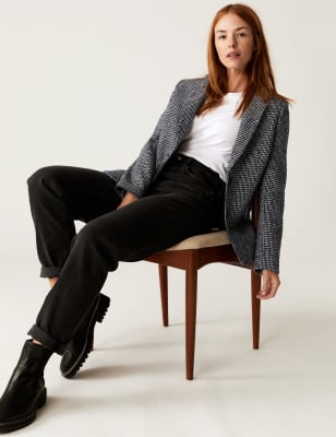 

Womens M&S Collection Tweed Relaxed Textured Blazer - Black Mix, Black Mix