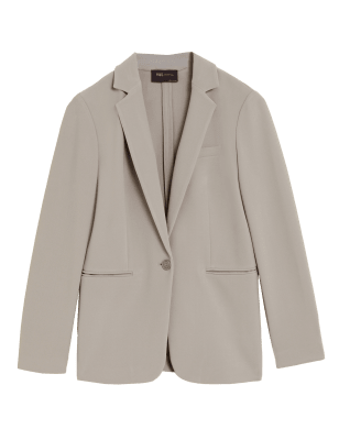 

Womens M&S Collection Einreihiger Jersey-Blazer aus Crêpe-Gewebe - Fawn, Fawn