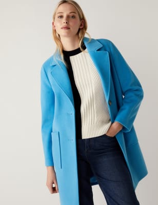 

Womens M&S Collection Bequemer, einreihiger Mantel aus Twill - Turquoise, Turquoise