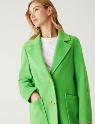 

Womens M&S Collection Twill Relaxed Single Breasted Coat - Emerald, Emerald