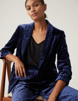 Velvet hot sale printed blazer