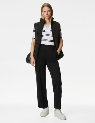 

Womens M&S Collection Twill Straight Leg Ankle Grazer Trousers - Black, Black