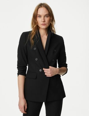 M&S Womens Tailored Double Breasted Blazer - 8 - Black, Black