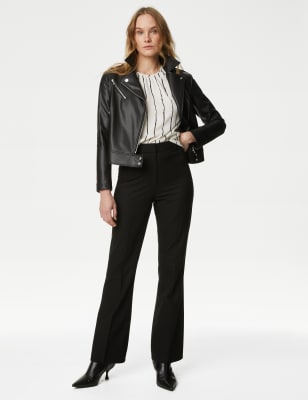 Black slim flare store trousers