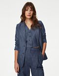 Cotton Rich Single Breasted Relaxed Blazer