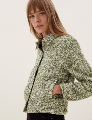 

Womens M&S Collection Trucker-Jacke aus Tweed - Khaki Mix, Khaki Mix