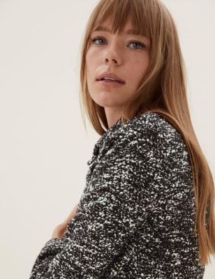 

Womens M&S Collection Trucker-Jacke aus Tweed - Black Mix, Black Mix