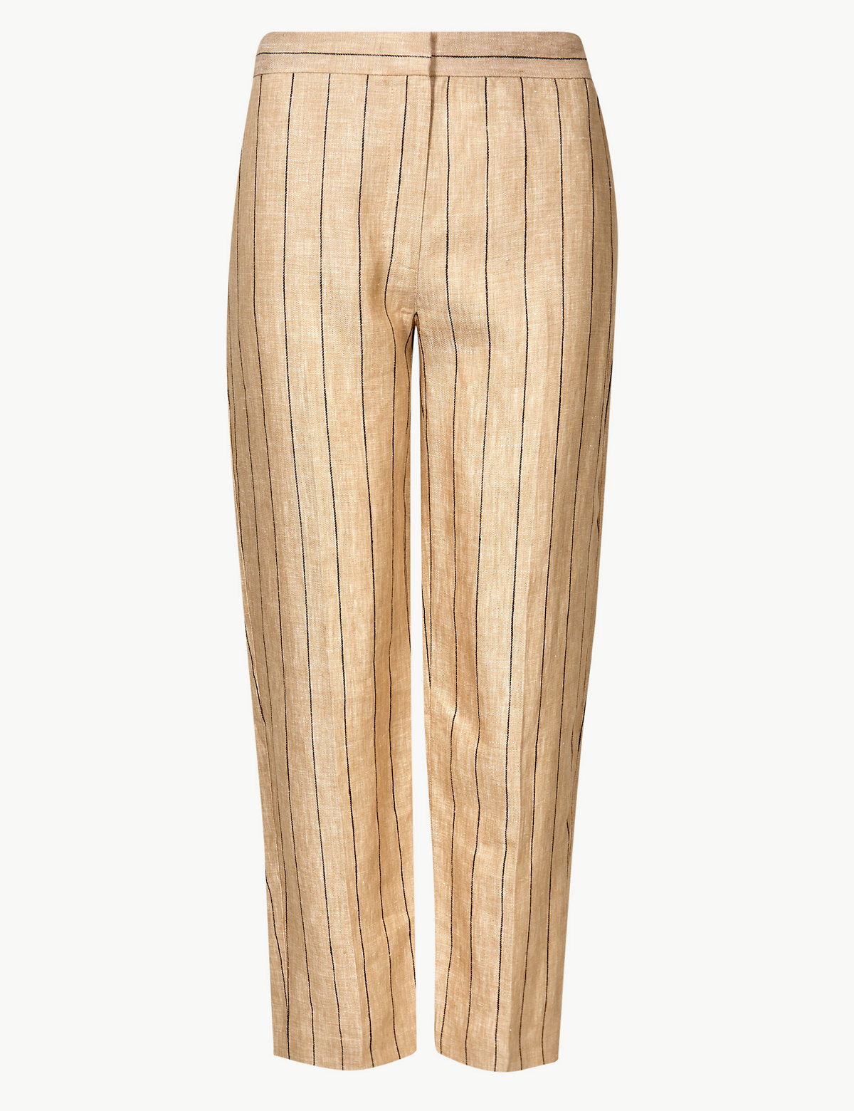 Pure Linen Striped Ankle Grazer Trousers