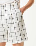 Pure Linen Checked Shorts