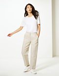 Linen Rich Straight Ankle Grazer Trousers
