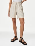 Linen Blend High Waisted Shorts
