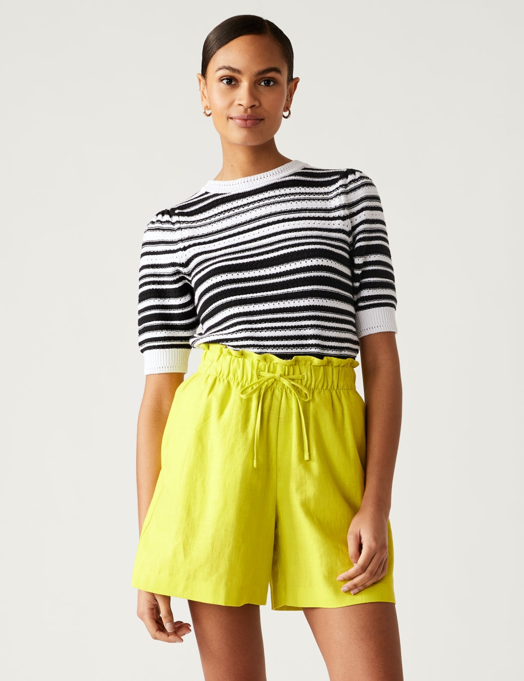 Linen Blend High Waisted Shorts image 2