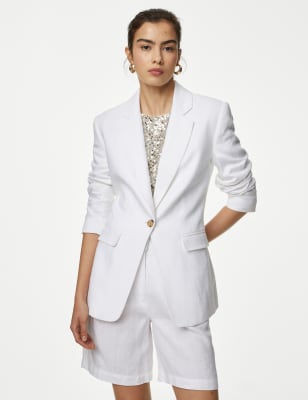 Linen Rich Single Breasted Blazer - AL