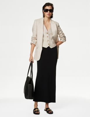 Linen Blend Relaxed Single Breasted Blazer