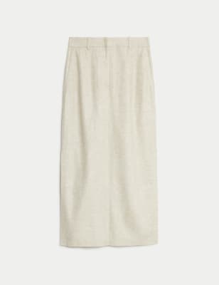 

Womens M&S Collection Linen Blend Side Split Maxi Column Skirt - Neutral, Neutral