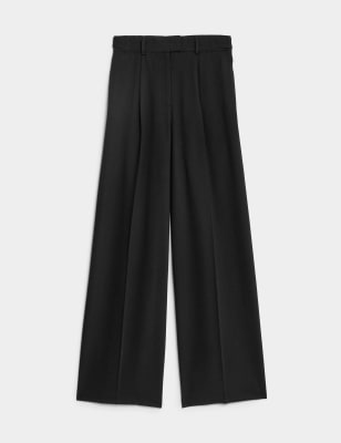 

Womens M&S Collection Pleat Front Relaxed Wide Leg Trousers - Mocha, Mocha