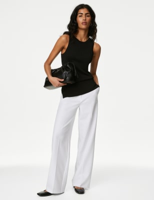 Woven Elasticated Waist Wide Leg Trousers