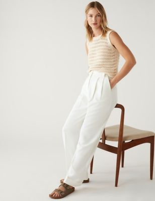 Belted Relaxed Straight Trousers