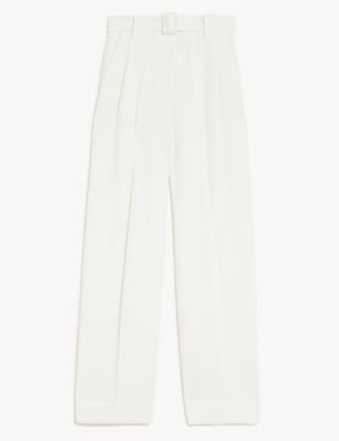 Belted Relaxed Straight Trousers
