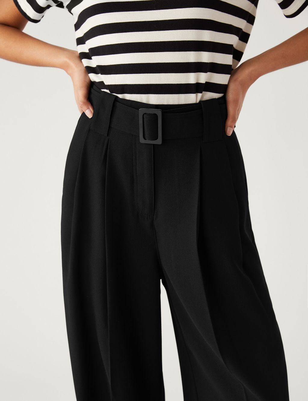 Belted Relaxed Straight Trousers image 2