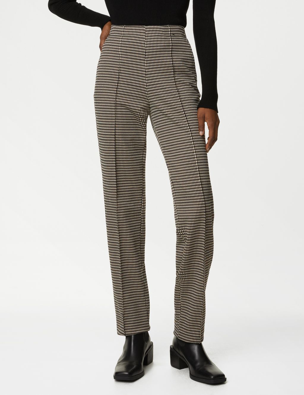 Twill Jersey Houndstooth Pintuck Trousers image 3