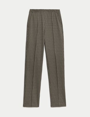 Twill Jersey Houndstooth Pintuck Trousers