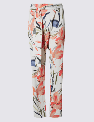 pink floral trousers