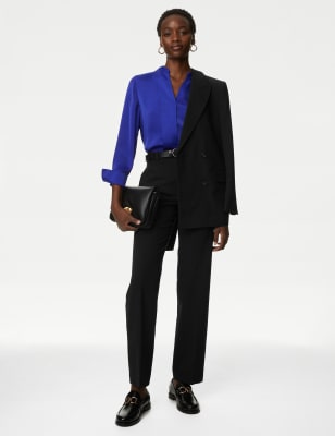 

M&S Collection Pantalón de mezcla de lana de pata rectaWomens - Black, Black