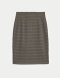 Jersey Checked Midi Pencil Skirt