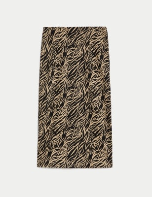 

Womens M&S Collection Jersey Animal Print Midaxi Pencil Skirt - Brown Mix, Brown Mix