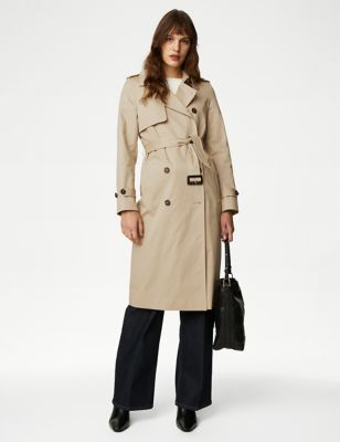 Petite Cotton Rich Double Breasted Trench Coat