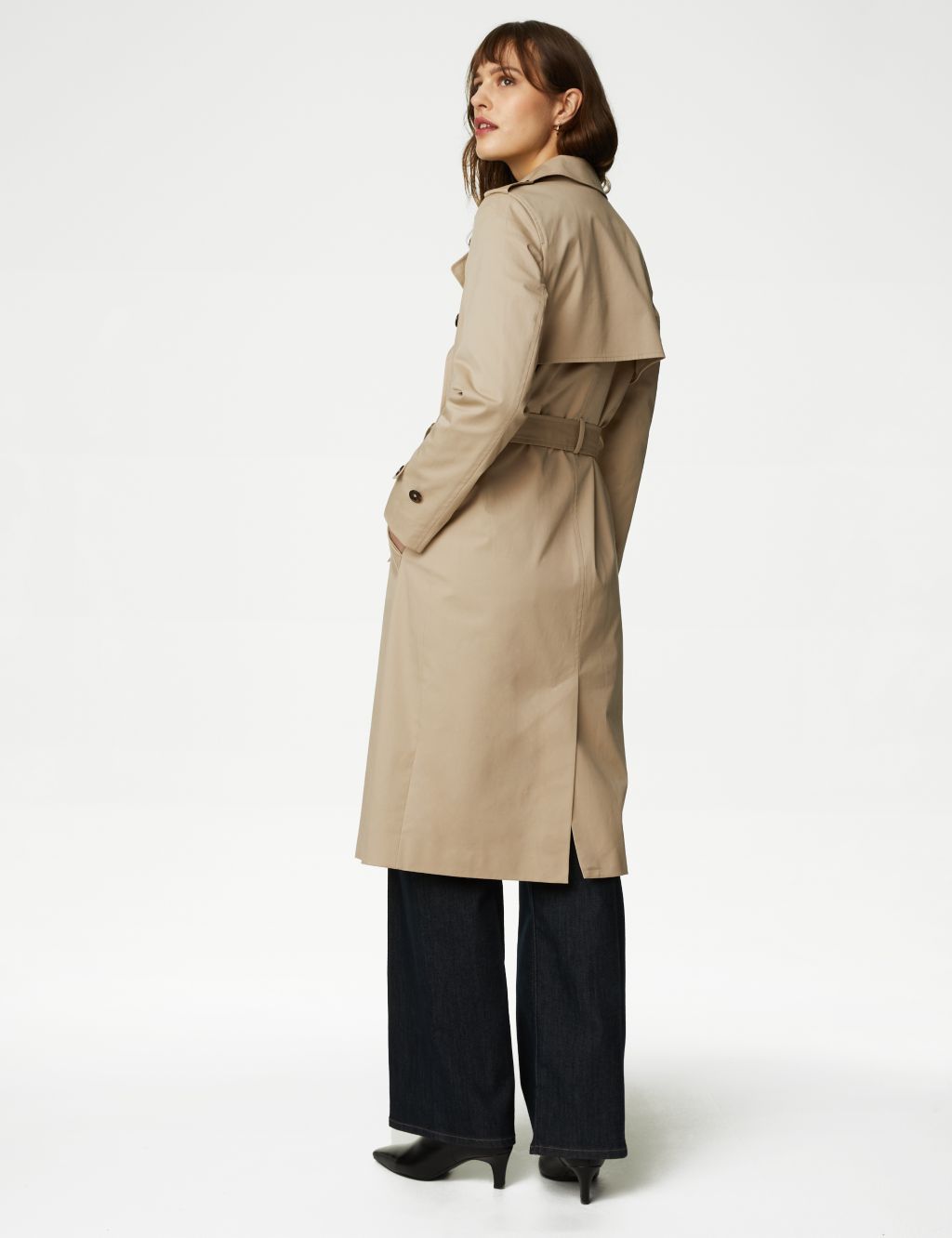 Petite Cotton Rich Double Breasted Trench Coat image 5