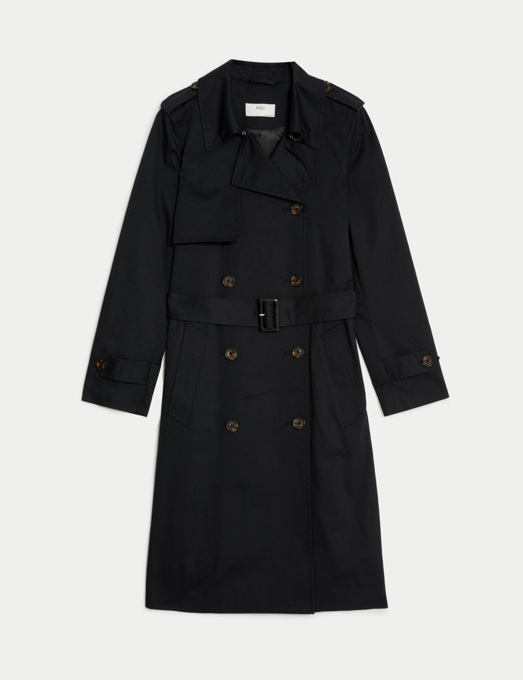 Petite Cotton Rich Double Breasted Trench Coat image 2